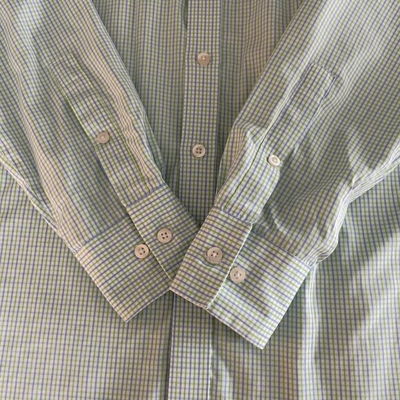 Michael Kors LS Non Iron Button Down Cotton Check Shirt Wht Blue Grn Sz 14.5 - Picture 4 of 15